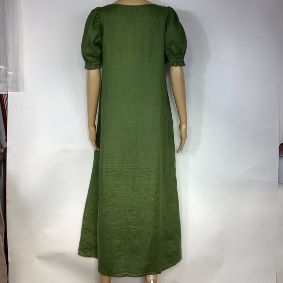 SLEEPER | Brigitte Button Down Moss Green Midi Dress in Size Medium - Picture 5 of 9